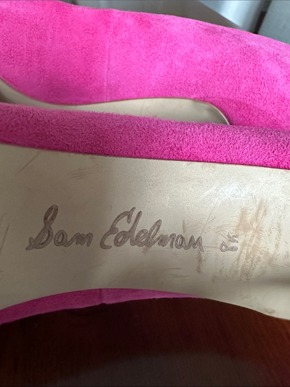 Sam Edelman Hot Pink Suede Pointed-Toe Heels - Picture 5 of 5